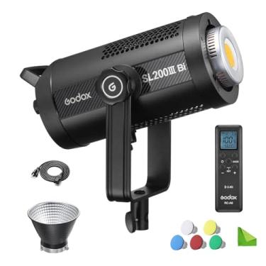 Imagem de Godox SL200IIIBi luz de vídeo LED bicolor 215W, CCT 2800-6500K CRI 96, TLCI 97, 95400 Lux@1m, 9 efeitos FX Luzes de estúdio Bowens-Mount com controle remoto RC-A6 para estúdio, filme