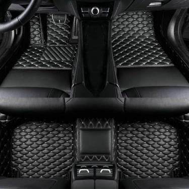 Imagem de Tapetes de carro personalizados cabem em 99% dos carros, SUVs e carros esportivos, carpete de couro antiderrapante com cobertura total para homens e mulheres, tapetes de carro de luxo-black beige