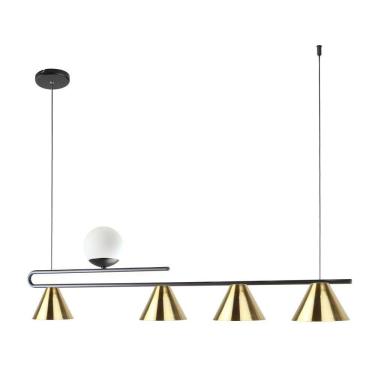 Imagem de Pendente Moderno Filadélfia Preto e Dourado Lixado Globo Leitoso Spotline