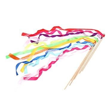 Imagem de Amosfun 10 Pçs Fita De Dança De Náilon Streamer Fita De Dança Anel Arco-Íris Varinhas De Fadas Crianças Fita De Ritmo Crianças Varinha Brinquedo Em Massa Dança Fita Vara Ginástica Rítmica