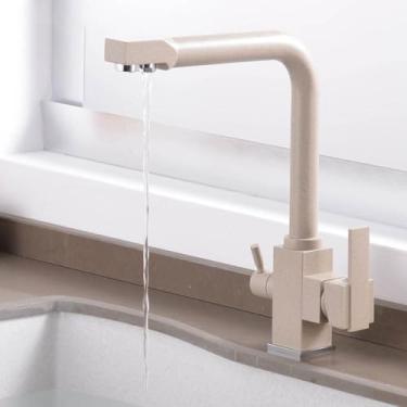 Imagem de Filtro torneira da cozinha de água potável fria e quente único furo cromo filtro pias cozinha deck montado torneira misturadora, 81018be, 1