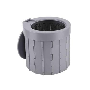 Imagem de JUSHZ Sanita de campismo portátil para adultos sanitários portáteis sacos de exterior balde para casa interior idosos cabeceira dobrável portátil para carros, emergência, viagens ao ar livre (cinza,