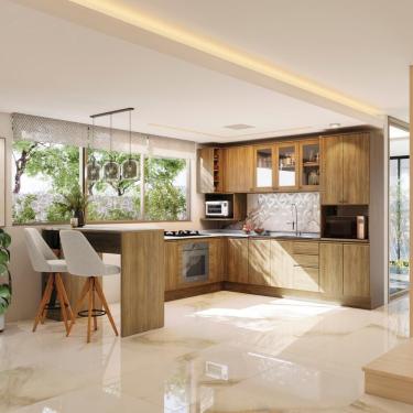 Imagem de Cozinha de Canto Modulada Celeste Kappesberg 100% MDF Nogueira