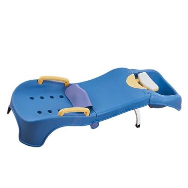 Imagem de Cadeira de Shampoo Infantil, Cadeira Dobrável de Shampoo para Crianças, Alça Segura para Uso No Banheiro (Azul)