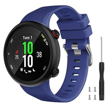 Imagem de Watbro Compatível com a pulseira Garmin Forerunner 45, pulseira de relógio esportiva de silicone macio, pulseira de fitness, pulseira para relógio inteligente Garmin Forerunner 45., Azul marino