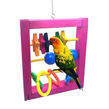 Imagem de Litewoo Brinquedo intelectivo de papagaio de estimação pássaro multicolorido, desenvolvimento de inteligência, desenvolvimento de ábaco, brinquedo de mastigar para arara, periquito, periquito,