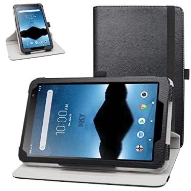 Imagem de Bige Capa giratória para Vortex Tab 8 de 4 g, Capa DIALN X8 Ultra, MAXWEST Nitro 8, Sky Devices Elite Octa Rotating Case, Foxx T8 Plus, capa giratória Pritom L8, preta