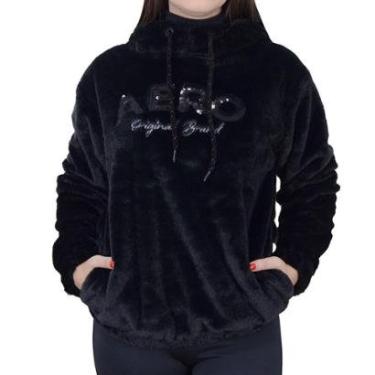 Imagem de Blusa Feminina Aéropostale Moletom Pele Preta - 9886008-Feminino