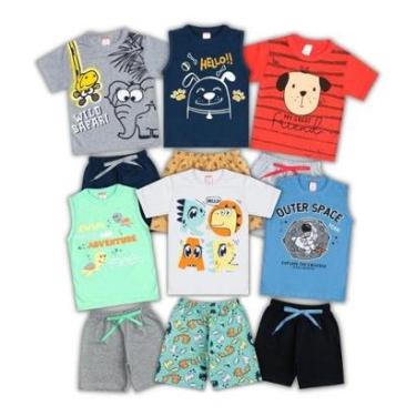 Imagem de Kit Lote 6 Conjunto Infantil Roupa Infantil Menino Masculino Atacado 12 peças Verão-Masculino