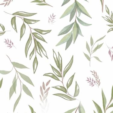 Imagem de VOLEAAR Papel de contato de folhas de salgueiro, papel de parede floral boho, papel de parede verde para descascar e colar, armário de vara, papel de parede de cozinha, papel de parede botânico vinil