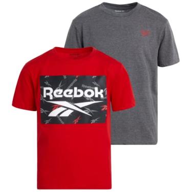 Imagem de Reebok Camiseta atlética para meninos - pacote com 2 camisetas esportivas de desempenho ativo, Vetor vermelho/cinza, 18-20