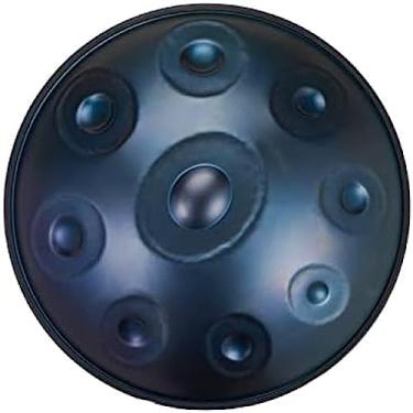 Imagem de 9 notas Handpan, D Minor Steel Musical Handpan Drum Instrumento de percussão com bolsa Handpan, kit de bateria, suporte de bateria dobrável e pano de limpeza