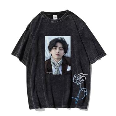 Imagem de Camiseta V Solo Snow Flower, k-pop vintage estampada lavada streetwear camiseta vintage unissex para fãs, 3, XXG