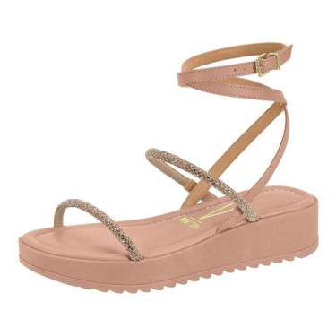 Imagem de Sandália Feminina Vizzano Plataforma com Tiras de Brilho e Amarração – Conforto e Elegância para o Dia a Dia ou Eventos