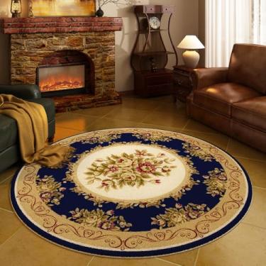 Imagem de Tapete redondo retrô, tapete antiderrapante de grande área para sala de estar, decoração de quarto, fofo, macio, e, 300x300cm