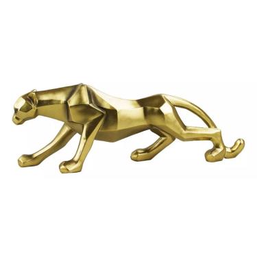Imagem de Leopardo Dourado Geométrico 32cm - Resina Animais