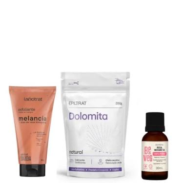 Imagem de Kit Clareador de Manchas e Áreas Escuras: Dolomita Natural 200g, Esfoliante de Melancia 150g e Óleo de Rosa Mosqueta 30ml