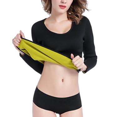 Imagem de Modelador corporal Valentina Hot Thermo, camisa de manga comprida emagrecedora, roupa de sauna para treino, melhor macacão de neoprene, braço e treinador abdominal, queimador de gordura para perda de peso para mulheres, P - 5GG, Preto, XX-Large
