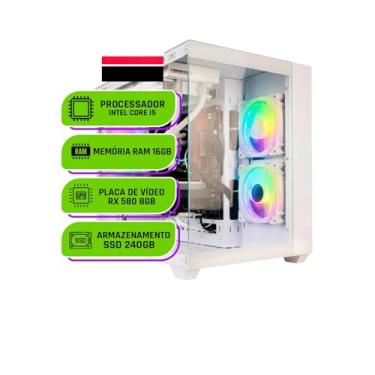 Imagem de PC Gamer Alligator Shop Intel Core i5 3470, Radeon RX 580 8GB, Memoria 16GB DDR3, SSD 240GB, Branco White