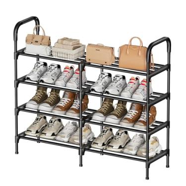 Imagem de Oeofuzep Sapateira, armazenamento de sapatos de 4 níveis, organizador de sapatos de metal, para armário, entrada, sapateira independente, fácil de montar, até 20 pares de sapatos