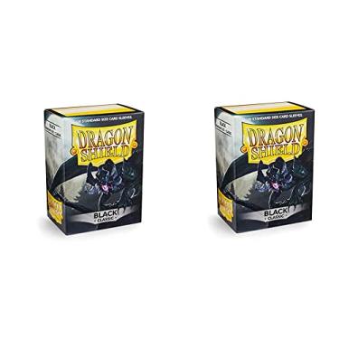 Imagem de 2 Packs Dragon Shield Classic Black Standard Size 100 ct Card Sleeves Individual Pack