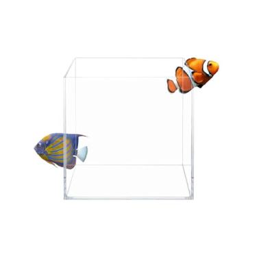 Imagem de Aquatop Aquário de cubo de vidro de ferro baixo de alta clareza, 7,1 galões - vidro de 5 mm de espessura - design fino - ideal para água doce e salgada - tanque de mesa com vedação de silicone
