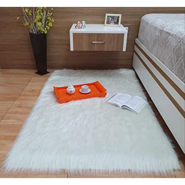 Imagem de Tapete Pelúcia Peludo 120x80 Pelo Alto 7cm Manta Capa Sofá Cor:BRANCO