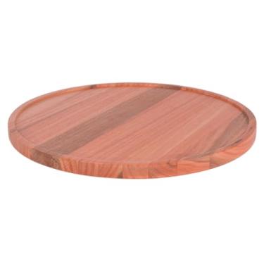 Imagem de Domama Tábua Bandeja Suporte para Pizza Essence 35cm - Madeira Natural - Redondo - 37cm de Diâmetro - Bordas Elevadas - Preparação e Serviço de Pizzas