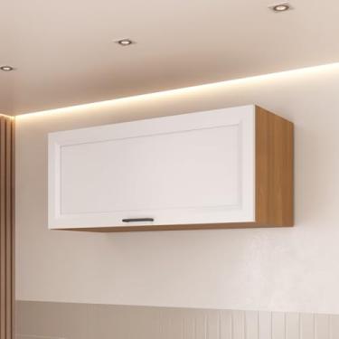 Imagem de Armario Aéreo Porta Basculante 80cm Soho Cabecasa Madeiramadeira Freijó/Branco