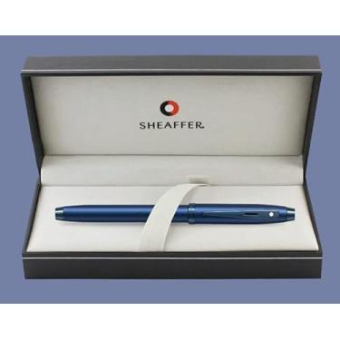 Imagem de Sheaffer Caneta azul acetinado 100 com acabamento azul PVD | Caneta azul premium | Caixa de presente para caneta premium (rollerball)