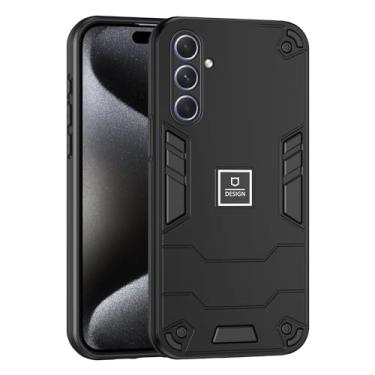 Imagem de Capa de telefone compatível com Samsung Galaxy A55 5G, compatível com Samsung SM-A556B/DS Galaxy A55 5G / SM-A556E/DS SM-A5560 capa protetora de camada dupla TPU + PC à prova de queda preta