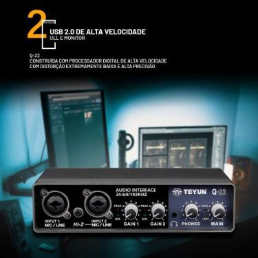 Imagem de Mesa Placa De Som 2 Canais Interface De Áudio Q-24 Gravação Profission