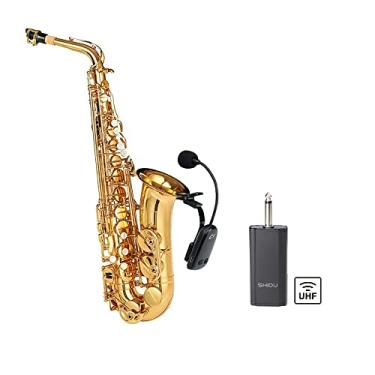 Imagem de Microfone de saxofone sem fio UHF para instrumentos musicais alto-falante amplificador de voz com clipe receptor orquestra profissional trompete saxo hifi megafone condensador portátil mini microfone
