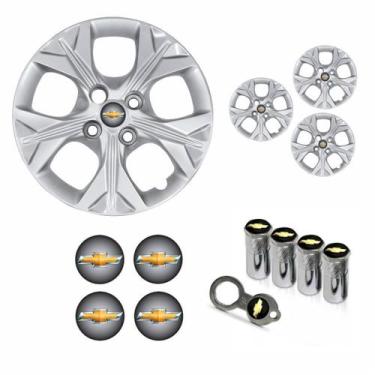 Imagem de Jogo Calota Aro 14 Onix Prisma 2021 Chevrolet GM + Emblema Resinado + 