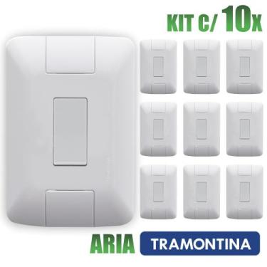 Imagem de Interruptor Simples Aria Branco Tramontina 6A/250V Kit c/ 10 unidades 