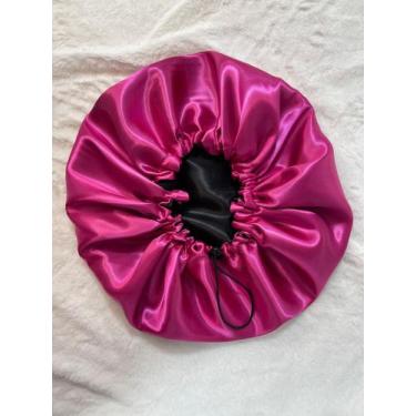 Imagem de Touca De Cetim Rosa Pink Com Regulador Anti Frizz Dormir - Maria