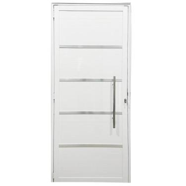 Imagem de Porta de Alumínio Lambril Branco Com Puxador e Friso Linha 25 - DC, Es