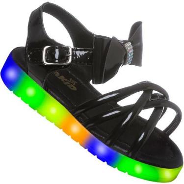 Imagem de Sandalia Infantil Menina Com Led Colorido Confortavel - Beakid, Preto,