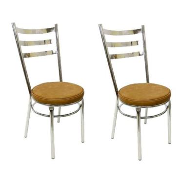 Imagem de Cadeira de Cozinha Redonda com Reforço Cromada Assento Grosso cor Cara