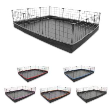Imagem de Cercado Aramado 90x120cm Preto com Bandeja Higiênica Nylon Cinza - IGU