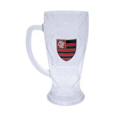 Imagem de Caneca Chopp Vidro Bola Futebol 630ml Mengão Flamengo - Mileno