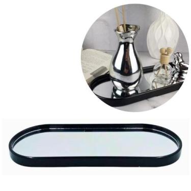 Imagem de Bandeja Espelhada Banheiro Lavabo Oval Decorativa Multiuso - MM, Preto