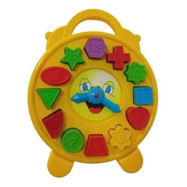 Imagem de Relógio Educativo Brinquedo Bebê Encaixar Pçs Geométricas DivPlast