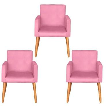 Imagem de Kit 3 Poltronas Decorativa para Recepção Sala de Estar Sala de Espera 