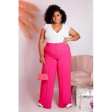 Imagem de Calça Pantalona Wide Leg Solta Elegante Duna Moda Tendência Plus Size 