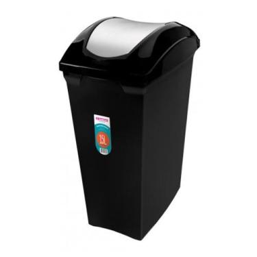 Imagem de Lixeira 15L Tampa Cesto De Lixo Basculante Plástica Cozinha Aramados E