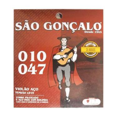 Imagem de Kit 3 Encordoamento São Gonçalo 010 Leve para Violão Aço