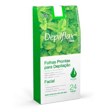 Imagem de Kit 03 Folhas Prontas Facial Hortelã Depilflax 24 Unidades