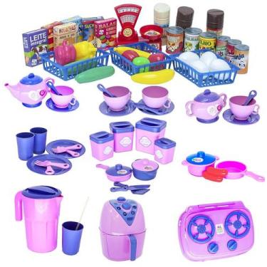Imagem de Kit Infantil Mercado Completo Cozinha Comida Louça Pote 70pç - Altimar