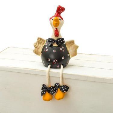 Imagem de Enfeite Cerâmica Galinha Crista Pés Balançando Decoração Casa - Maryla